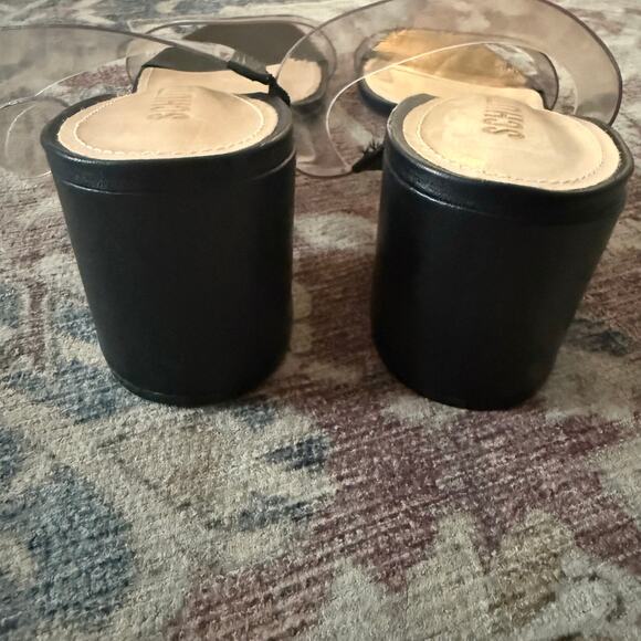 Schutz Victorie Transparent Black PVC Block Heel Sandals Size 11 - Picture 6 of 11